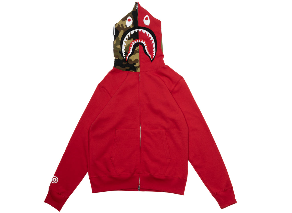 A Bathing Ape 1st Shark Full Zip Hoodie in Red