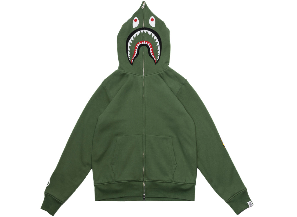 A Bathing Ape 2nd Shark Full Zip Hoodie in Green