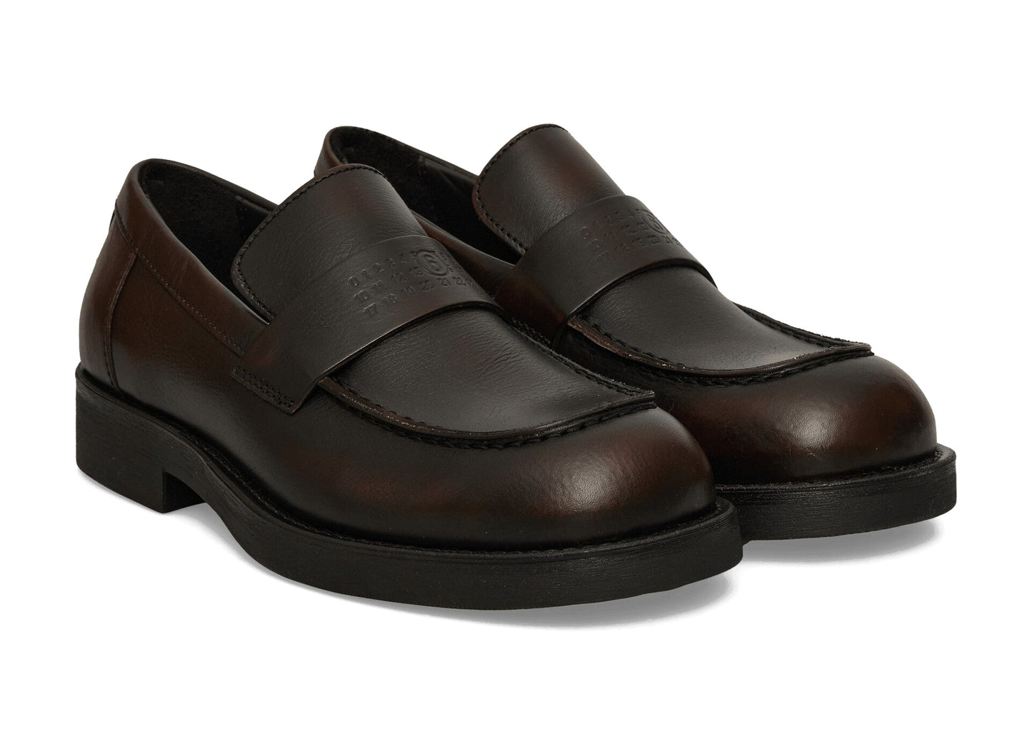Maison Margiela MM6 City Biker Mocassin Loafers in Cappuccino and Black view 2