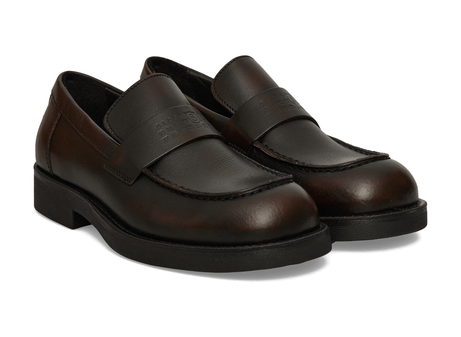 Maison Margiela MM6 City Biker Mocassin Loafers in Cappuccino and Black view 2