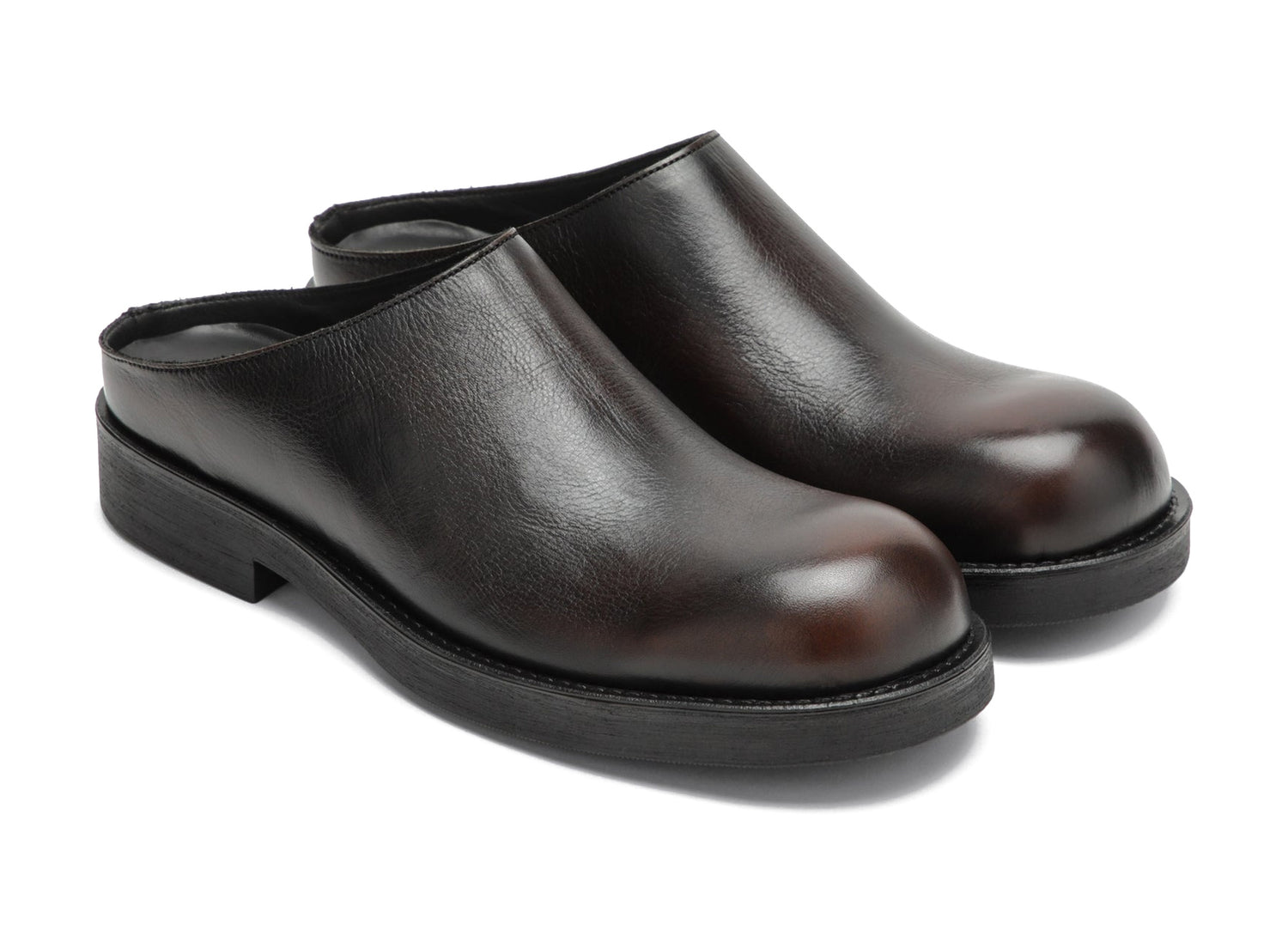 Maison Margiela MM6 Leather Slipper in Cappuccino and Black view 2