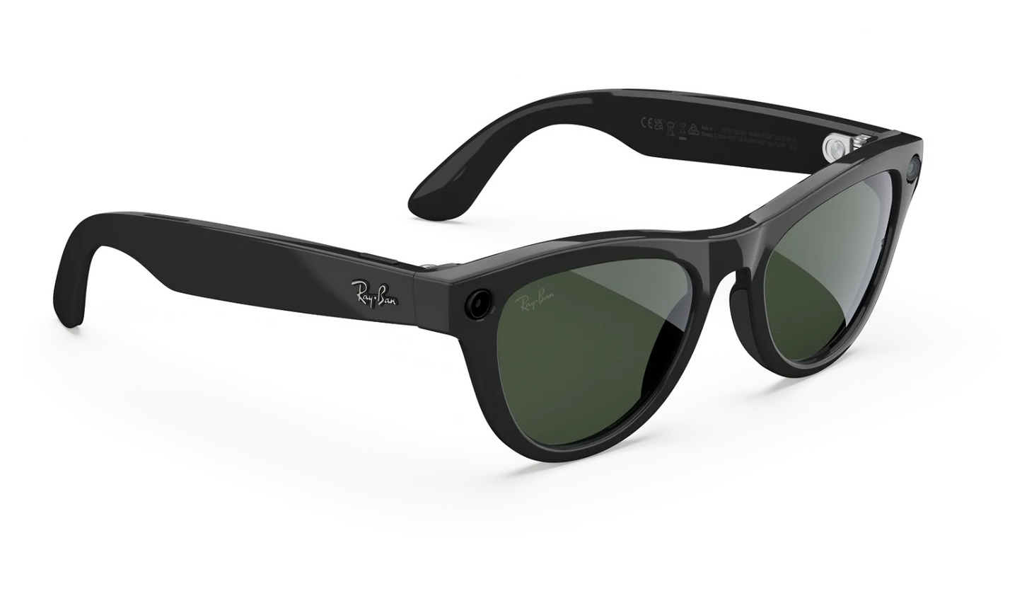 Ray-Ban Meta Skyler (Gen 2) Sunglasses in Shiny Black w/ Transitions Graph. Green Lenses