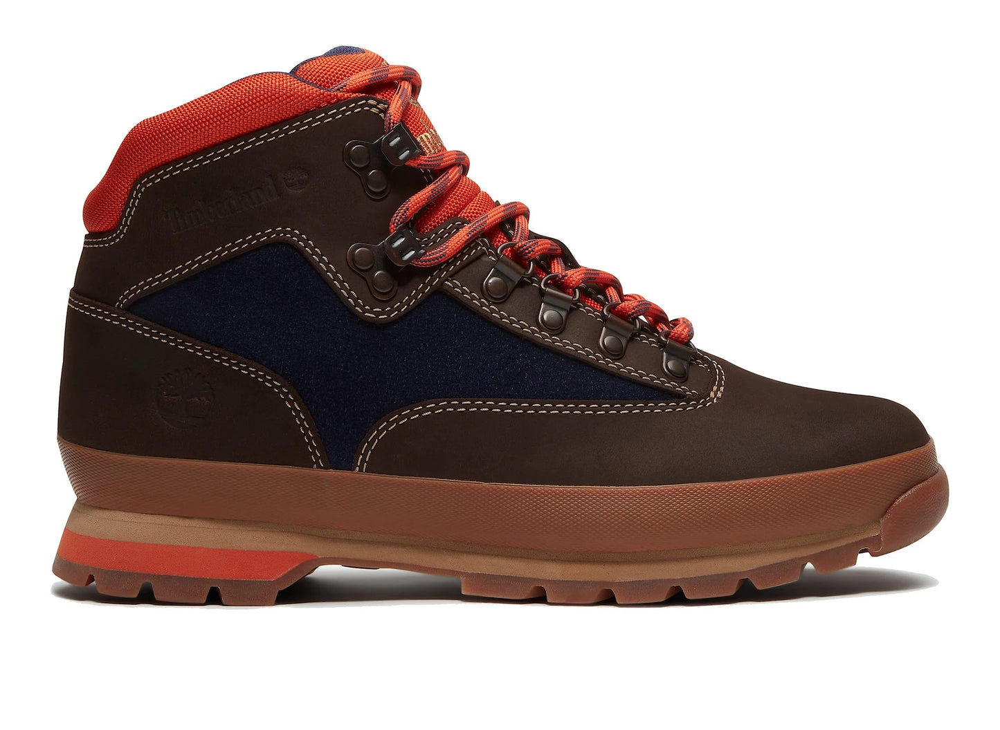 Timberland Euro Hiker in Dark Brown Nubuck / Dark Blue - lateral view