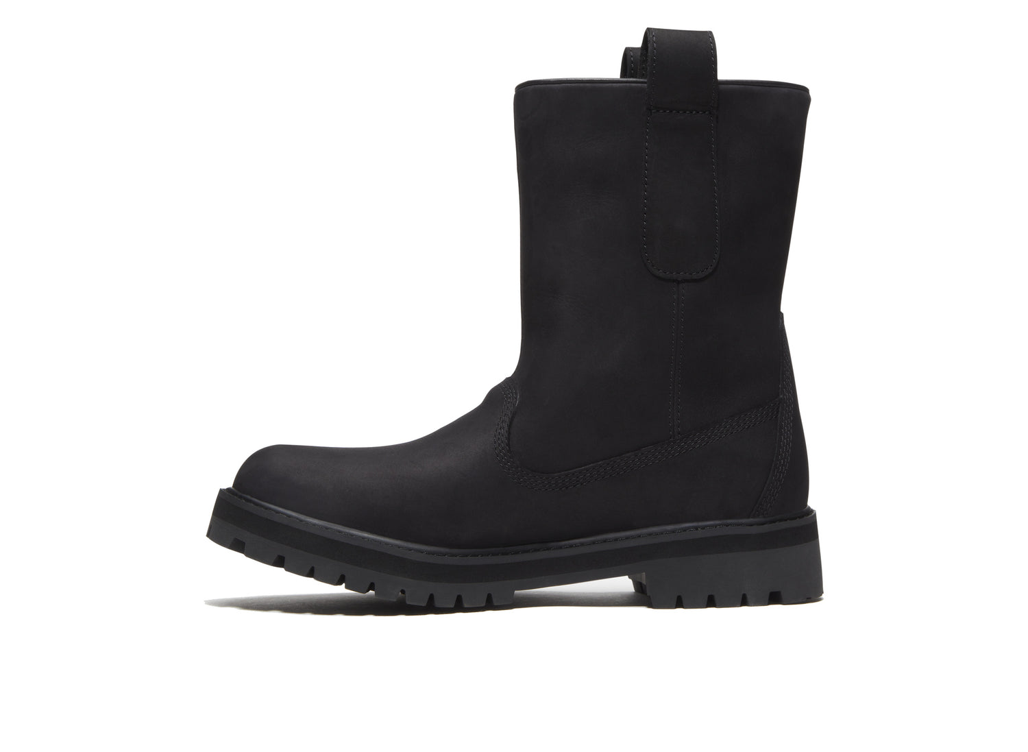 Timberland Heritage Mid Pull-On Boot in Black Nubuck - Side view