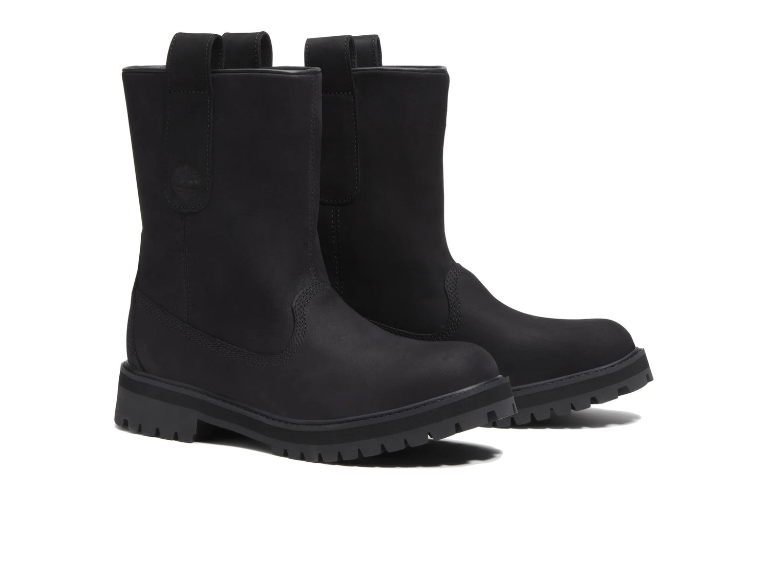 Timberland Heritage Mid Pull-On Boot in Black Nubuck - lateral view