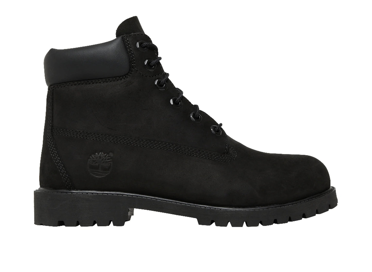 Junior Timberland Premium 6-Inch Waterproof Boot in Black - lateral view