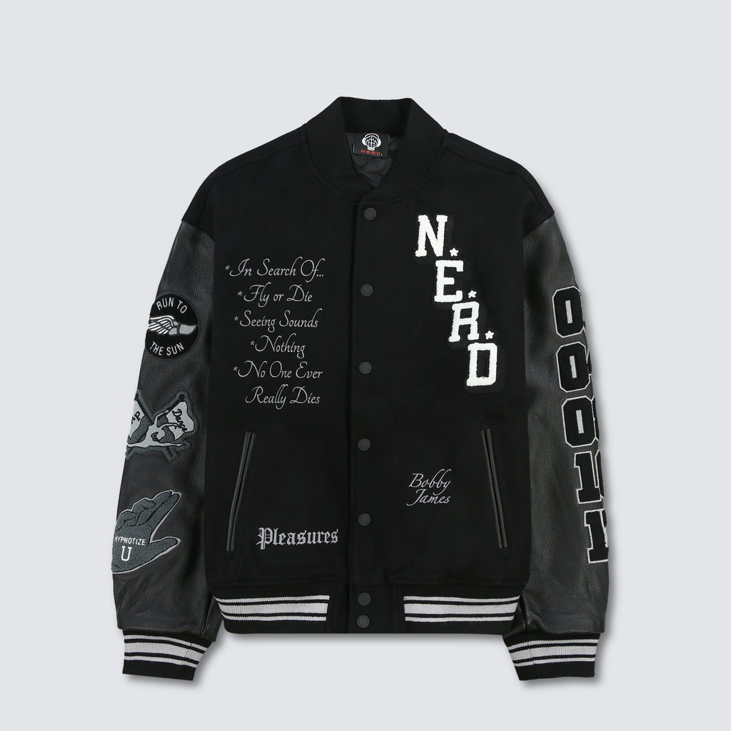 Pleasures NERD Varsity Jacket in Black