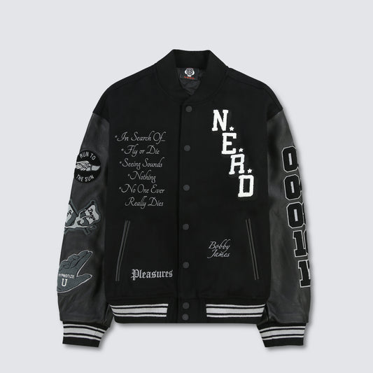 Pleasures NERD Varsity Jacket in Black