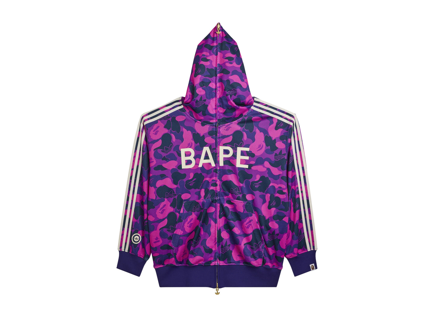 Adidas x BAPE Reversible Shark Hoodie in Collegiate Purple — front