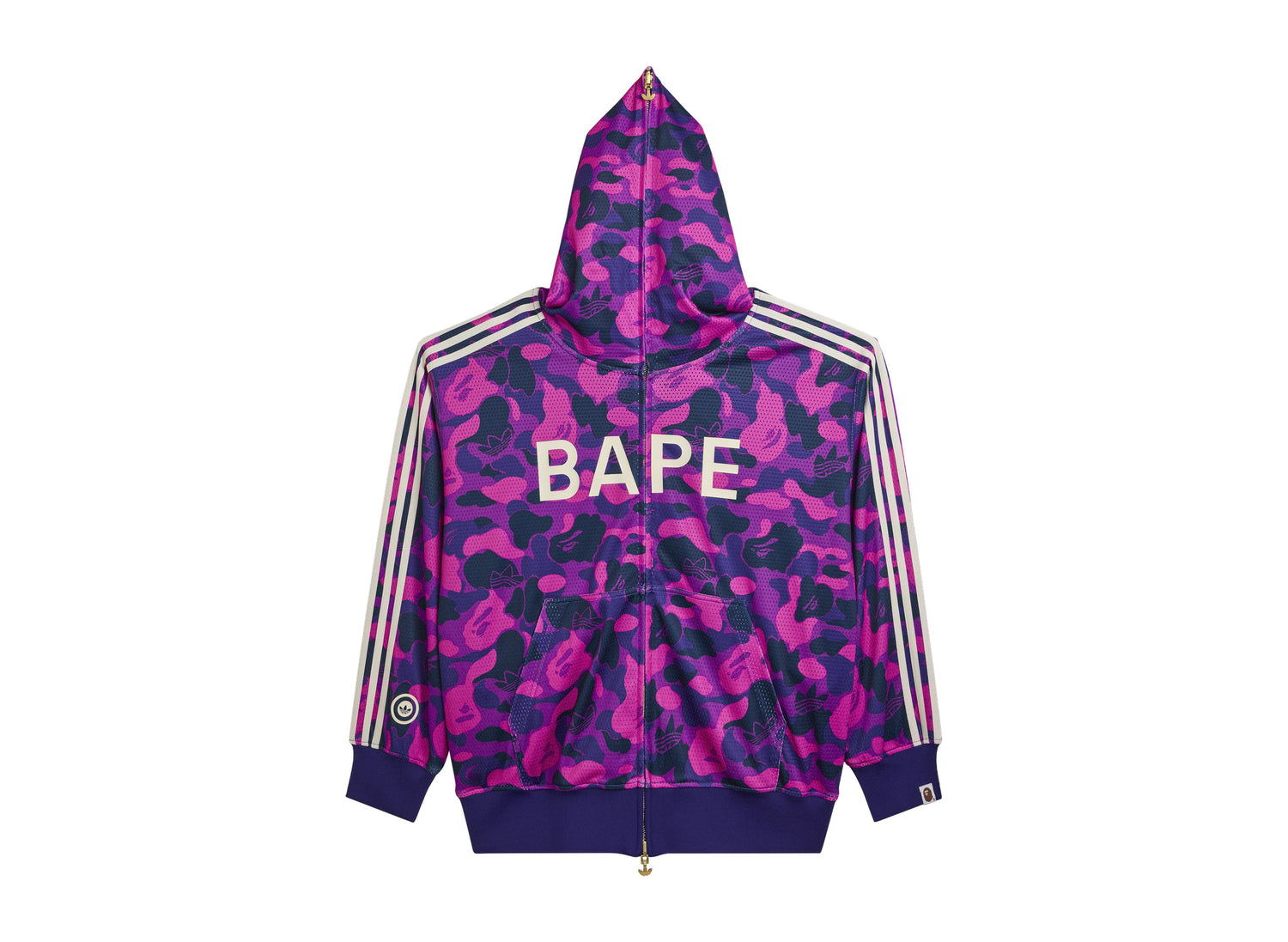 Adidas x BAPE Reversible Shark Hoodie in Collegiate Purple — front