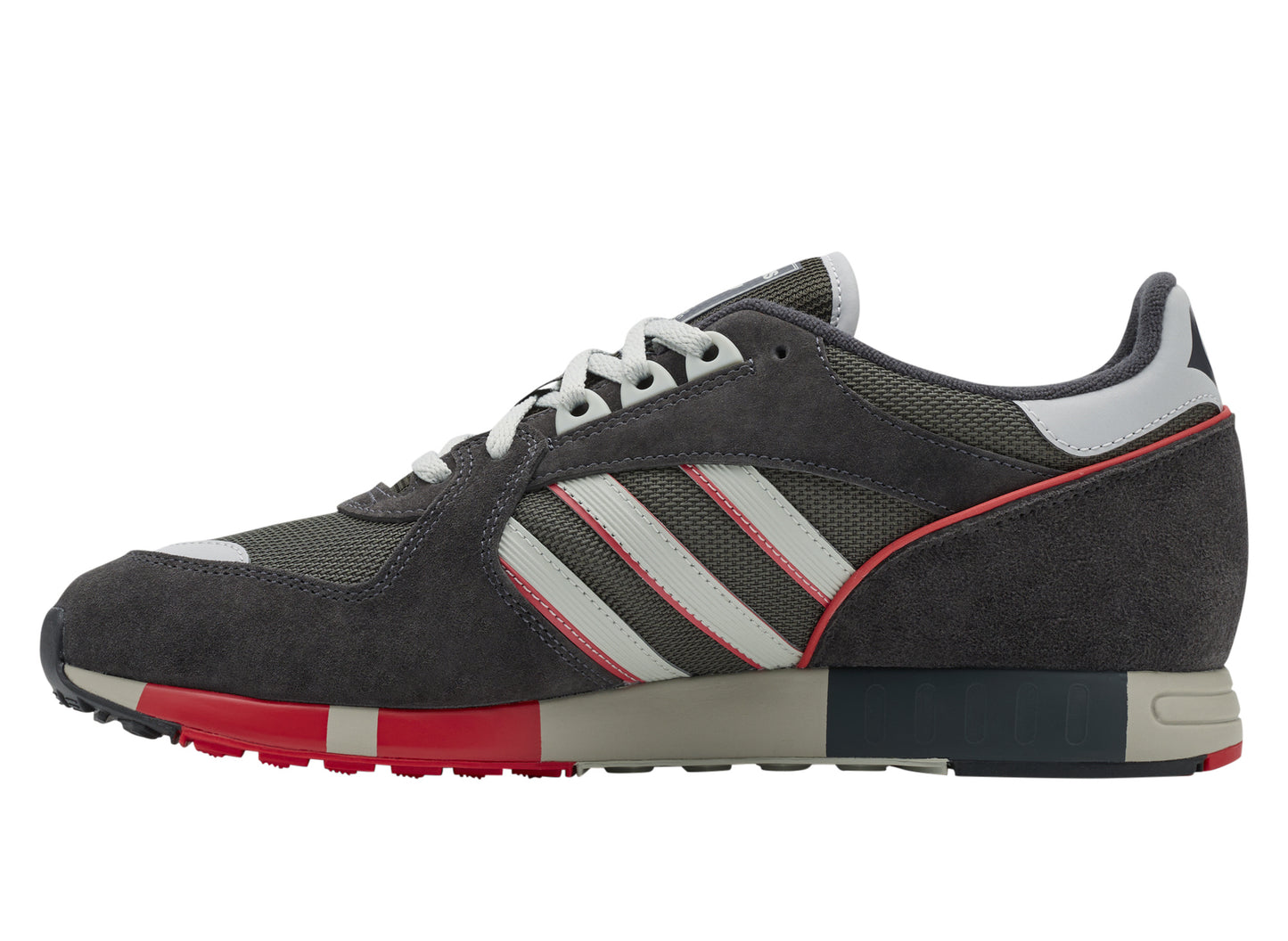 Adidas Boston II Outdoor SPZL in Utility Black / Wonder White — medial view