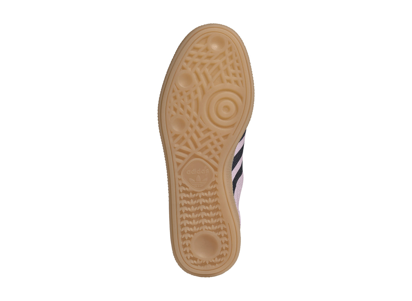 Women's Adidas Handball Spezial Rhinestone in Orchid Fusion / Dark Blue / Gold Metallic, outsole