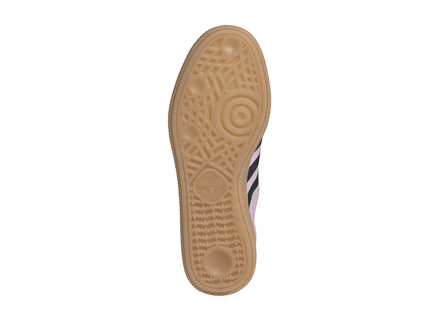 Women's Adidas Handball Spezial Rhinestone in Orchid Fusion / Dark Blue / Gold Metallic, outsole