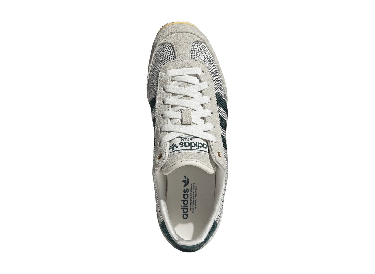 Women's Adidas Japan Rhinestone in Core White / Rich Green / Orange Tint, top