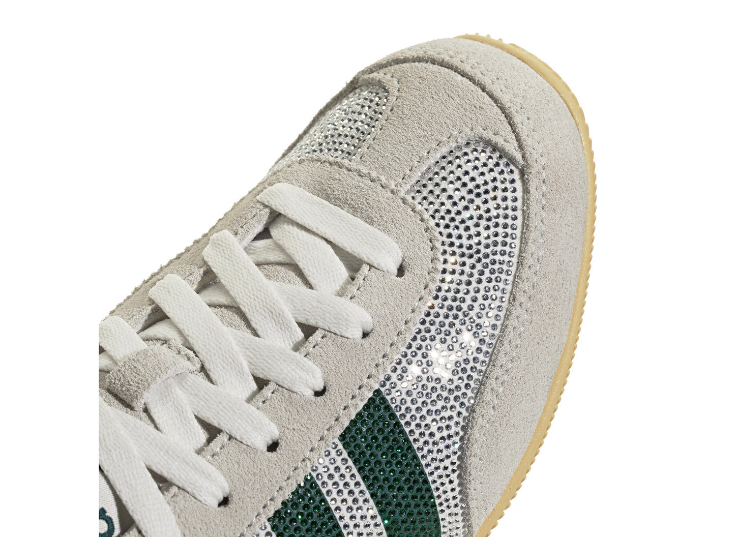 Women's Adidas Japan Rhinestone in Core White / Rich Green / Orange Tint, detail 1