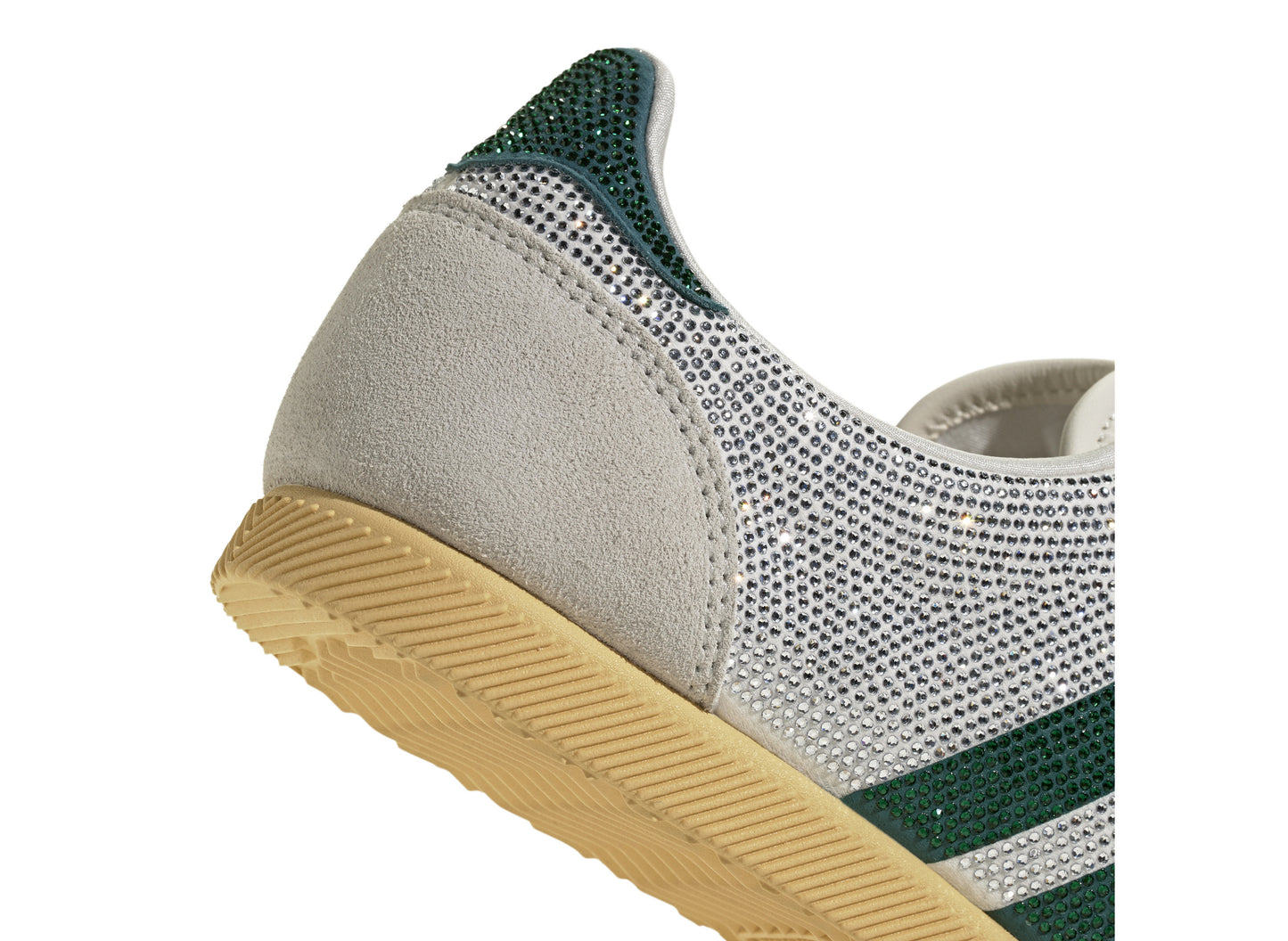 Women's Adidas Japan Rhinestone in Core White / Rich Green / Orange Tint, detail 2
