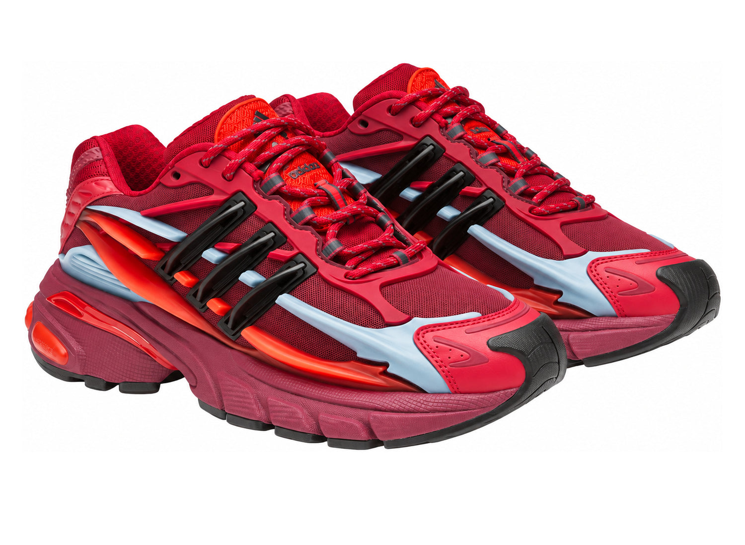 Adidas x Pharrell Williams Adistar Jellyfish KK0633 in Red / Core Black / Team Victory Red — front angle pair