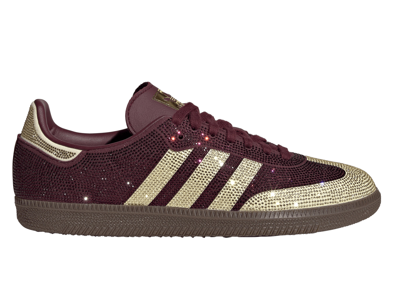 Women's Adidas Samba OG Rhinestone in Maroon – right side view