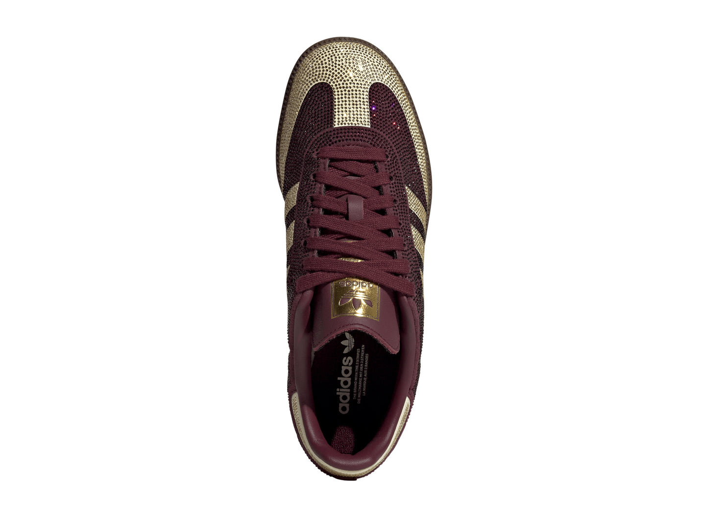 Women's Adidas Samba OG Rhinestone in Maroon – top view