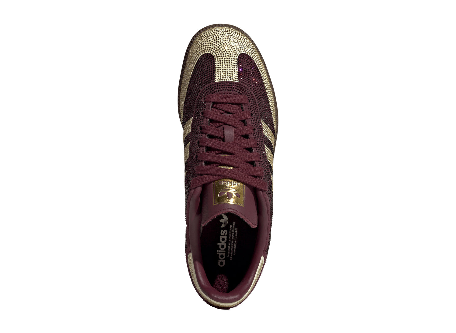 Women's Adidas Samba OG Rhinestone in Maroon – top view