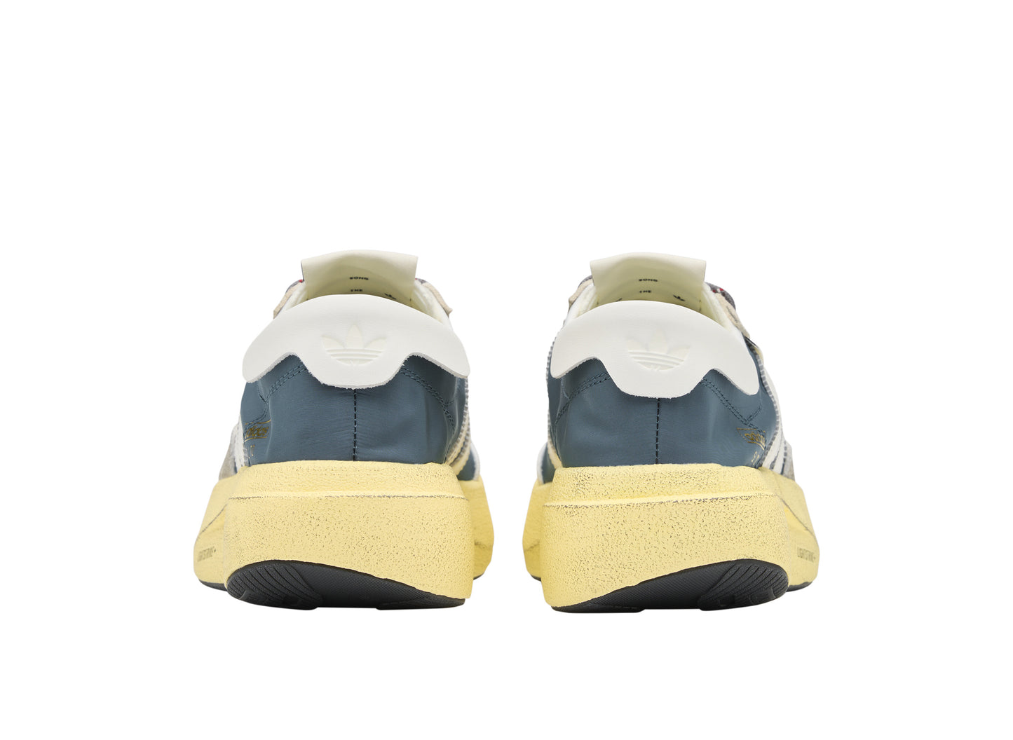 Adidas x Song for the Mute SL 72 Pro in Wild Teal / Cloud White / Easy Yellow — rear angle