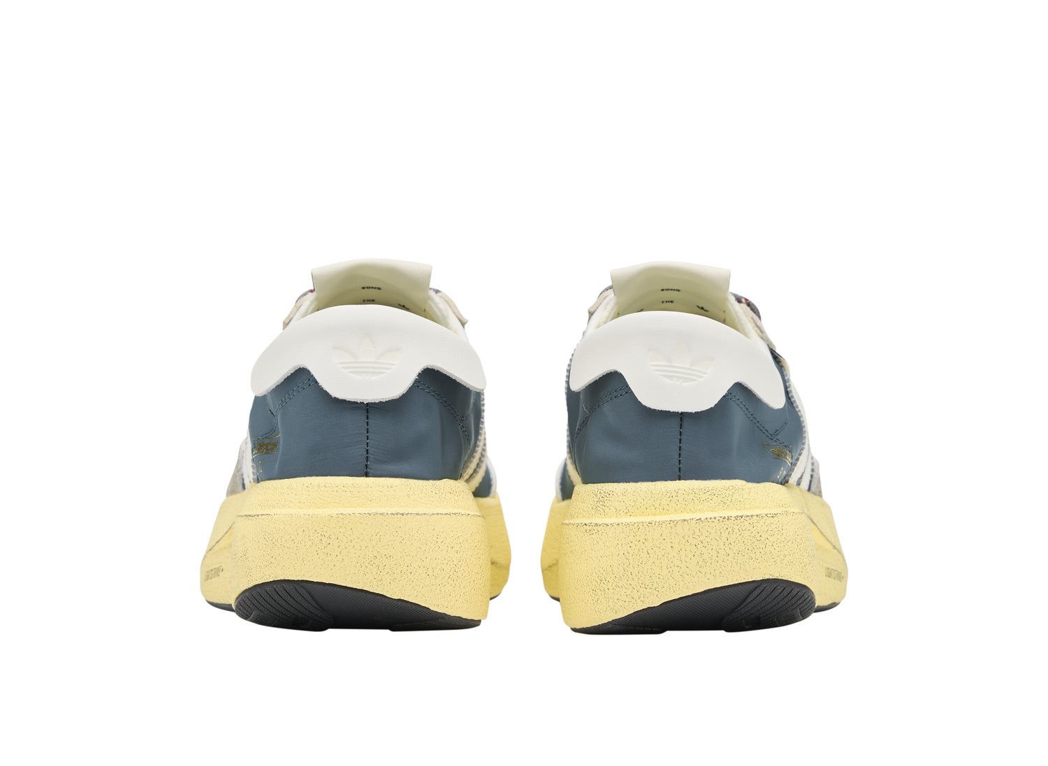 Adidas x Song for the Mute SL 72 Pro in Wild Teal / Cloud White / Easy Yellow — rear angle