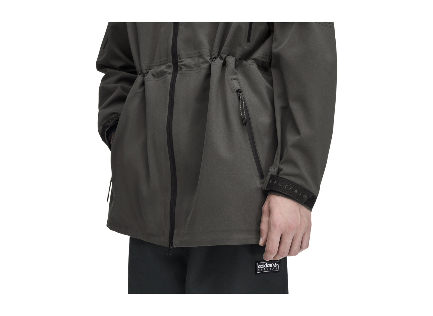 Adidas Springvale SPZL Parka in Legend Earth — pocket detail view