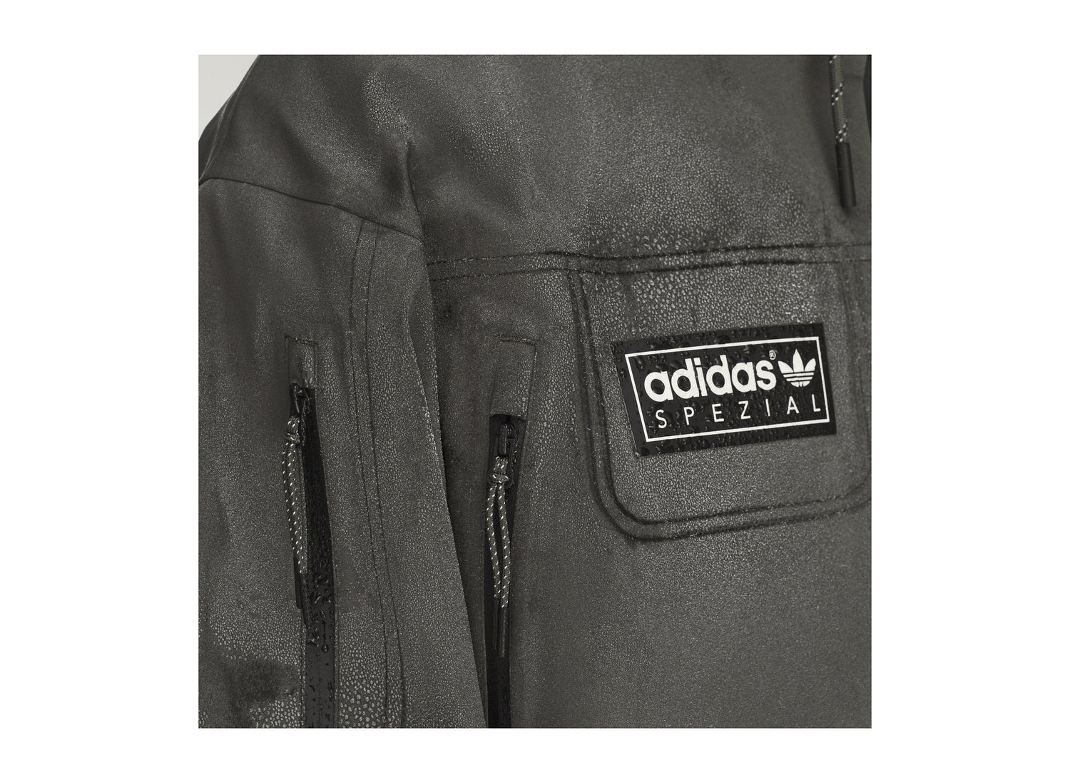Adidas Springvale SPZL Parka in Legend Earth — fabric detail view