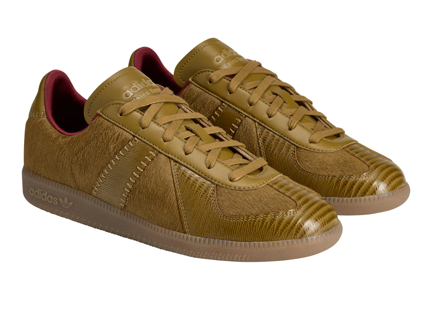 Adidas x Wales Bonner Karintha Army Khaki Pony KK2809 — front three quarter view