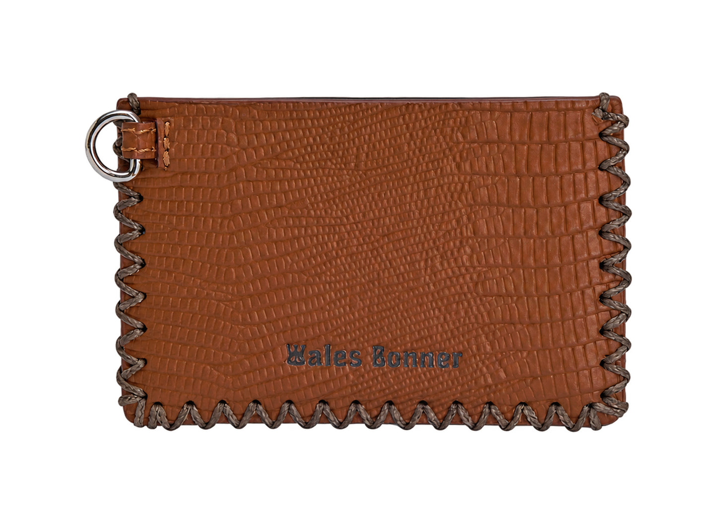 Adidas x Wales Bonner leather lanyard cardholder in Dark Brown and Craft Ochre – back view
