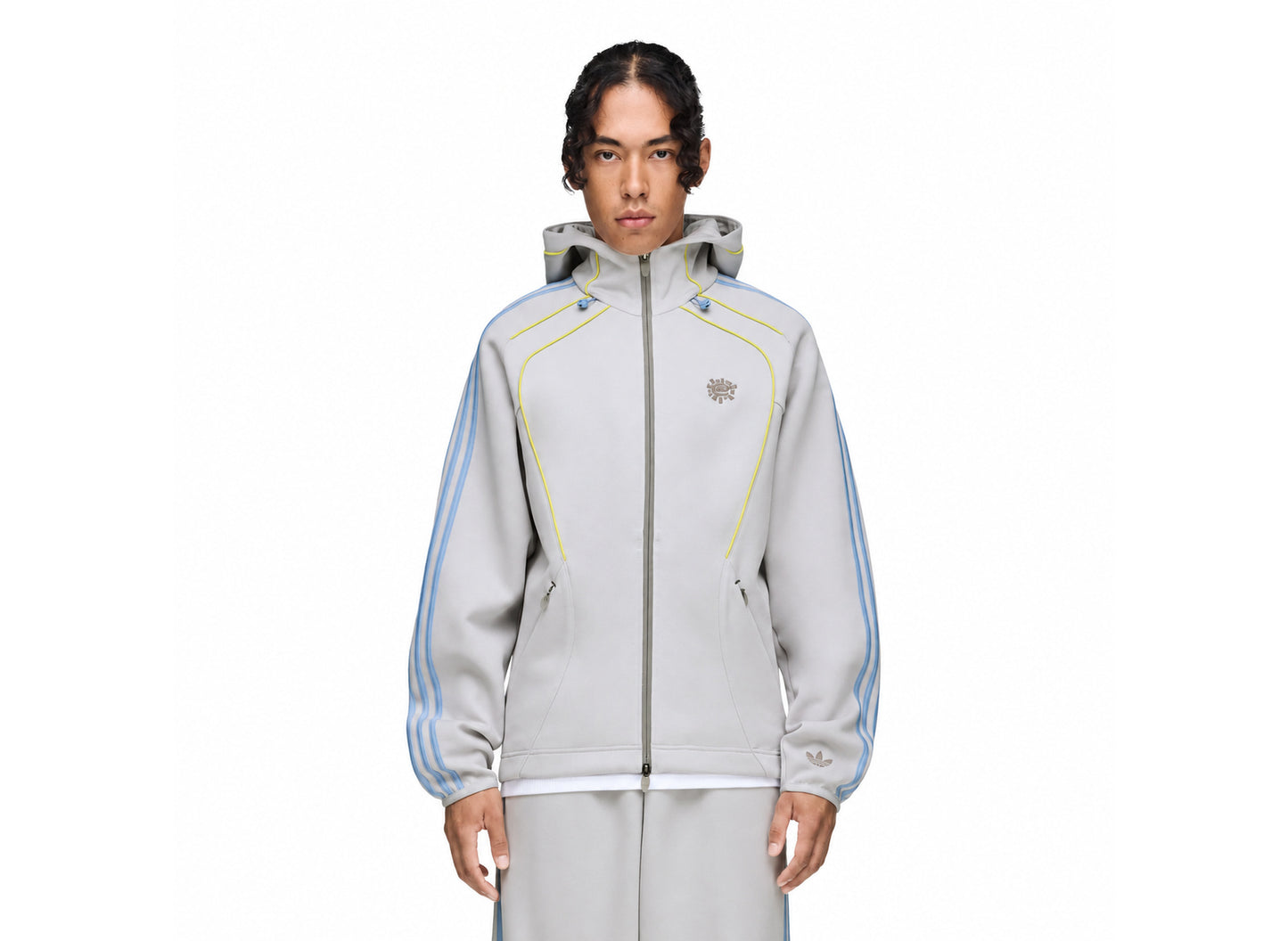 Adidas x Always Do What You Should Do Spacer Teamgeist Full Zip Hoodie in Light Solid Grey — model front view