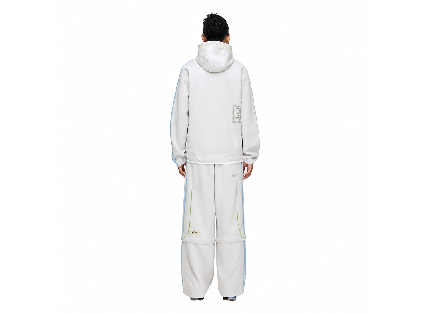 Adidas x Always Do What You Should Do Spacer Teamgeist Open Hem Pants in Light Solid Grey — model back view
