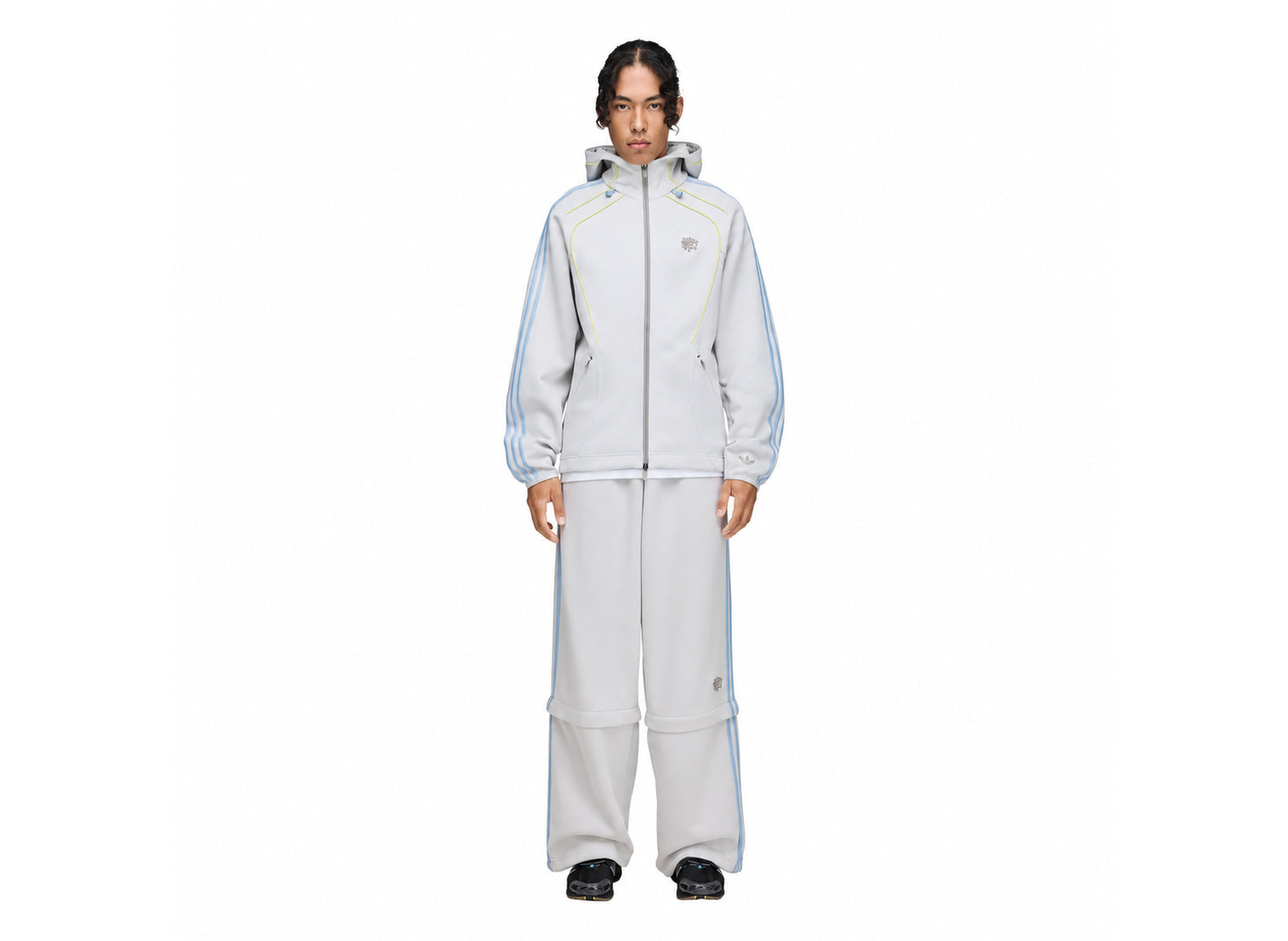 Adidas x Always Do What You Should Do Spacer Teamgeist Open Hem Pants in Light Solid Grey — model front view