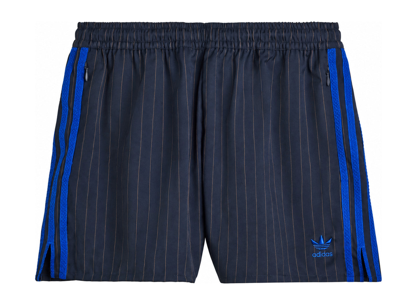 Adidas x Wales Bonner Pinstripe Shorts in Night Navy — front view