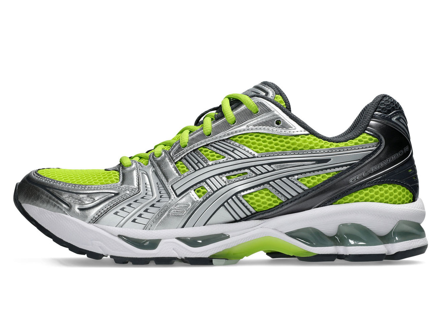 Asics Gel-Kayano 14 in Lime Zest / Pure Silver view 1