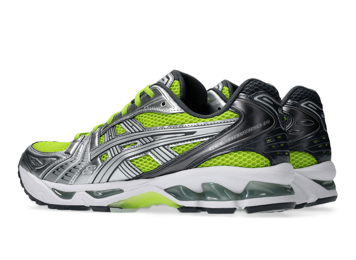 Asics Gel-Kayano 14 in Lime Zest / Pure Silver view 3