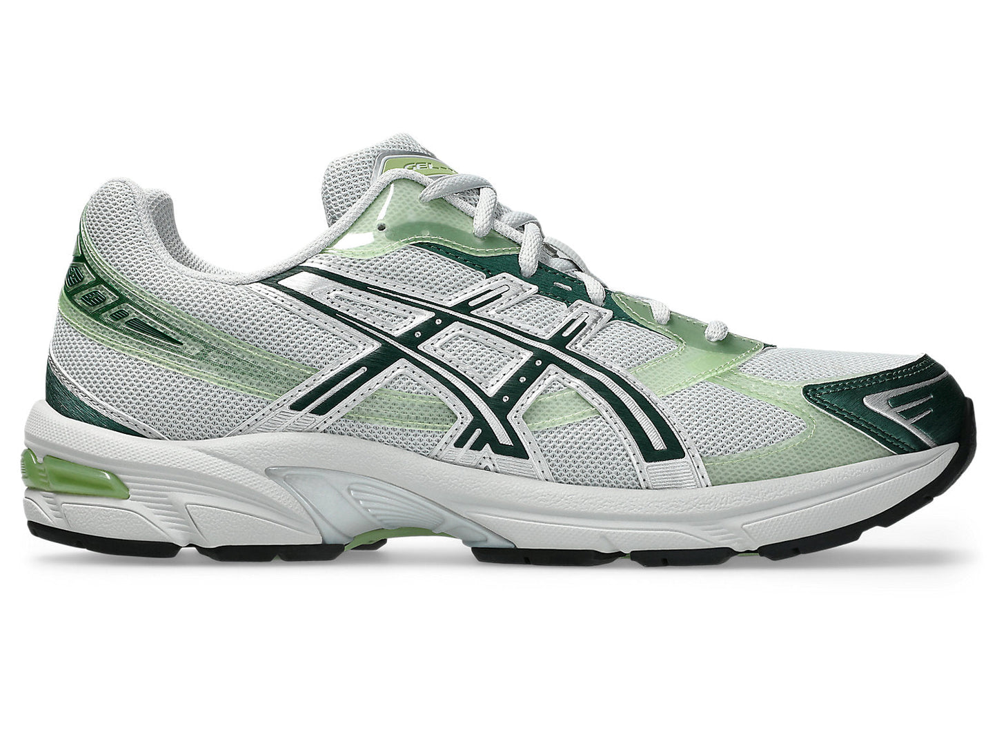 Asics Gel-1130 in Concrete / Evergreen — right-facing side view