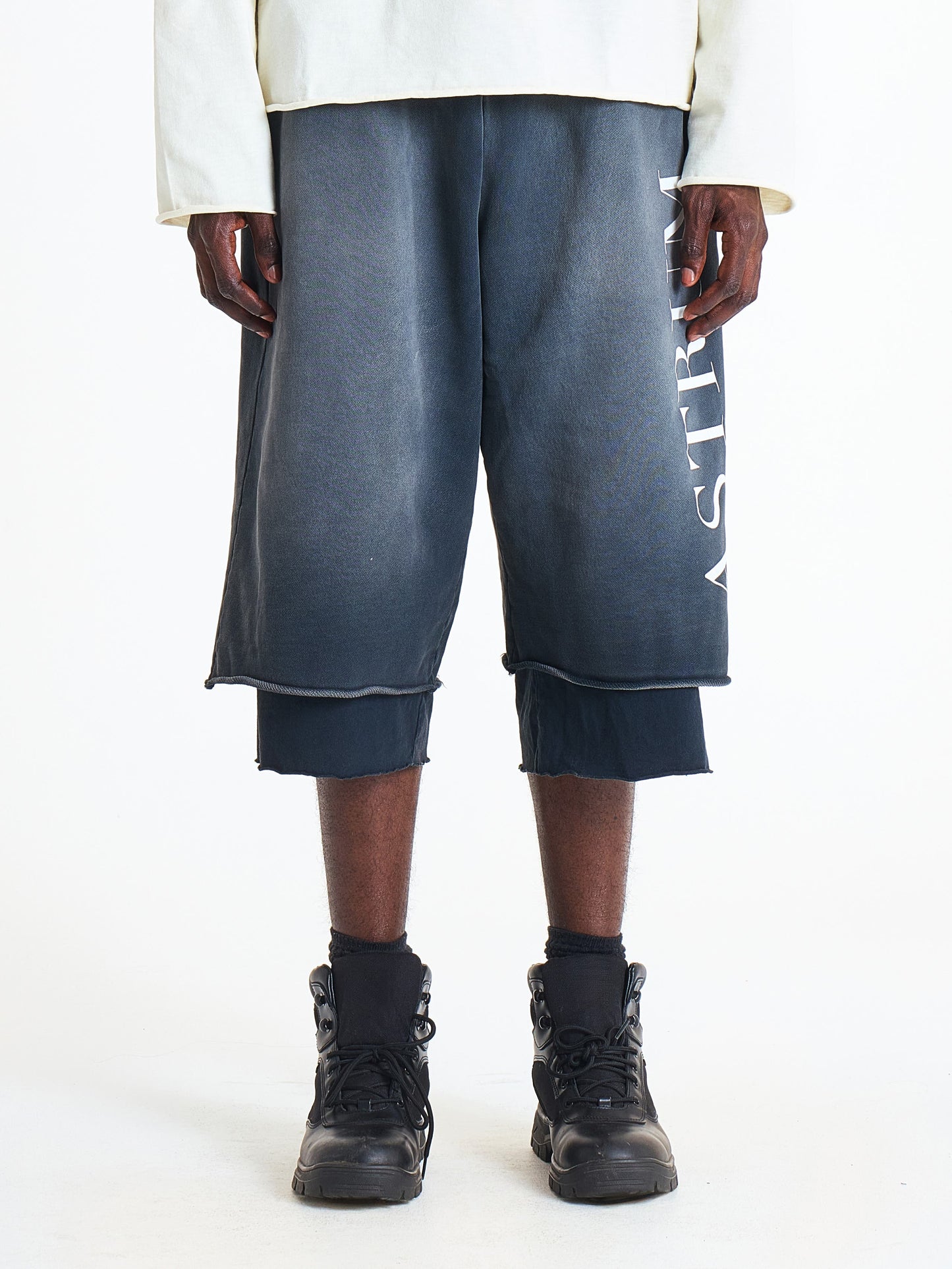 ASTRUM Double Layer 3QTR Sweats in Rust Black view 2