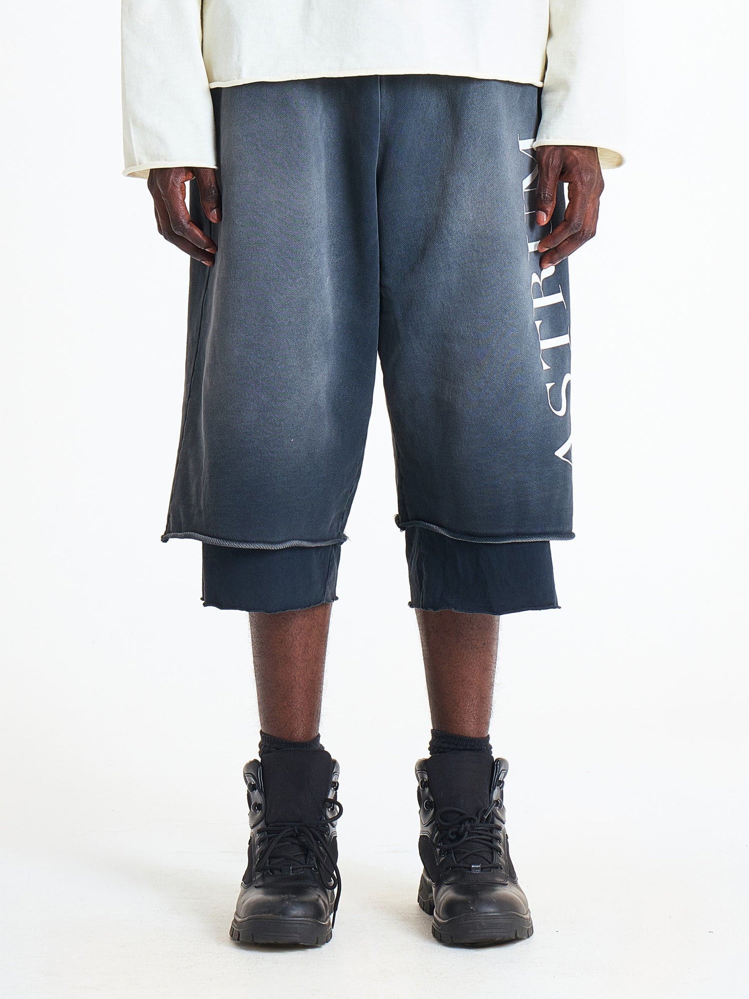 ASTRUM Double Layer 3QTR Sweats in Rust Black view 2