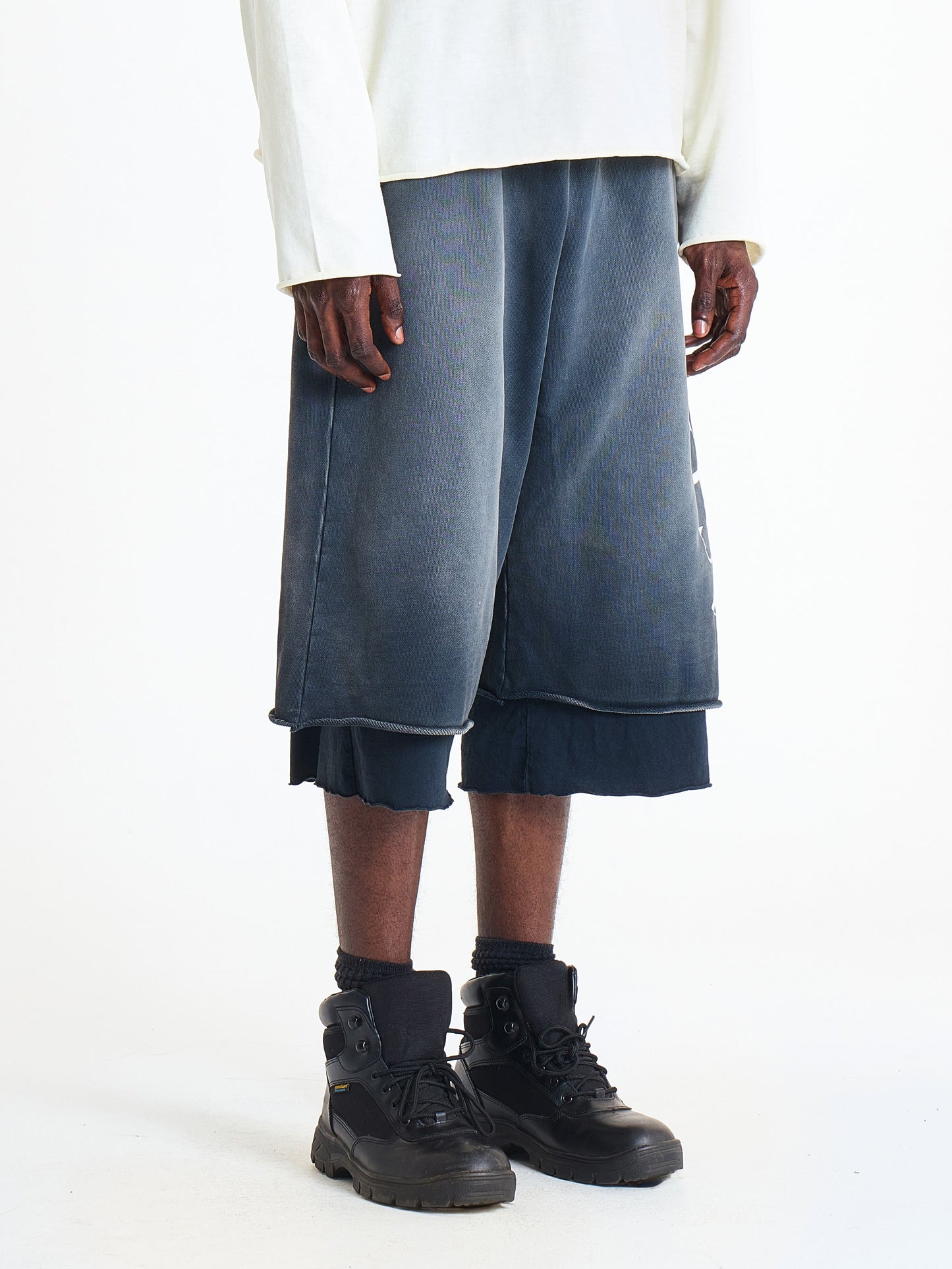ASTRUM Double Layer 3QTR Sweats in Rust Black view 3