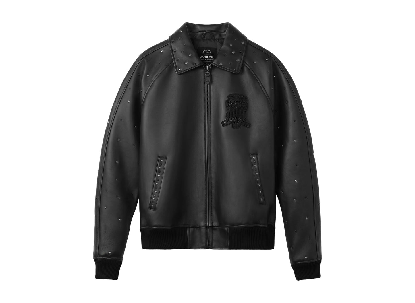 Avirex Limited Edition Studded Icon Jacket in Black — front view