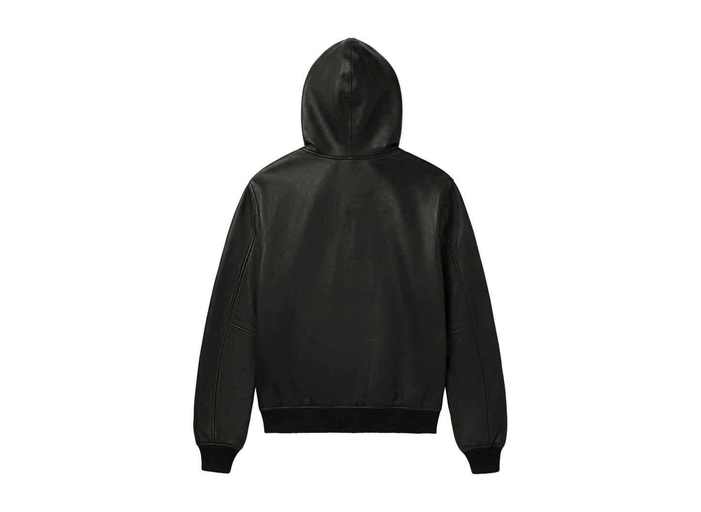 Avirex Script Nappa Leather Hoodie in Black — back view