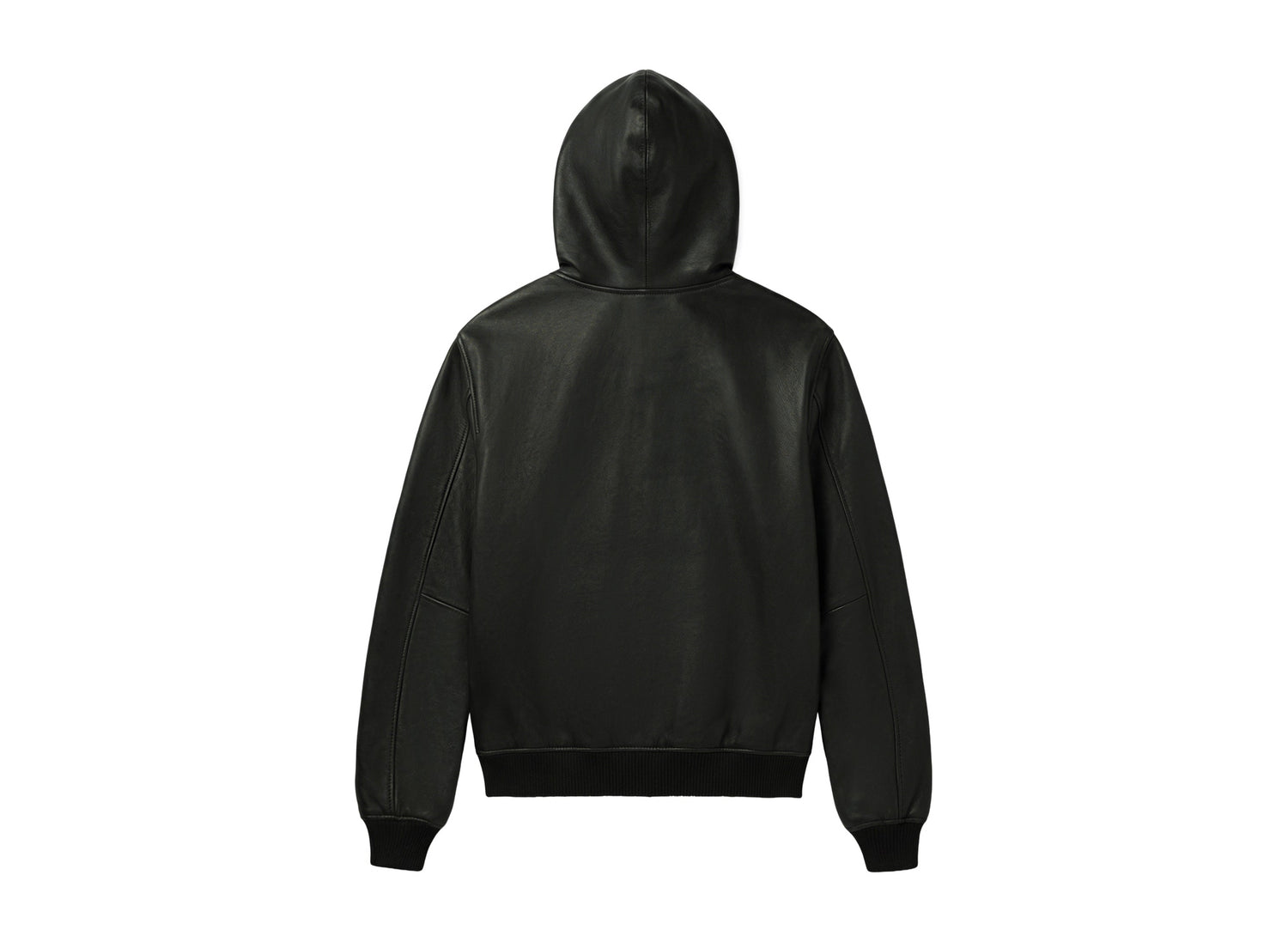Avirex Script Nappa Leather Hoodie in Black — back view