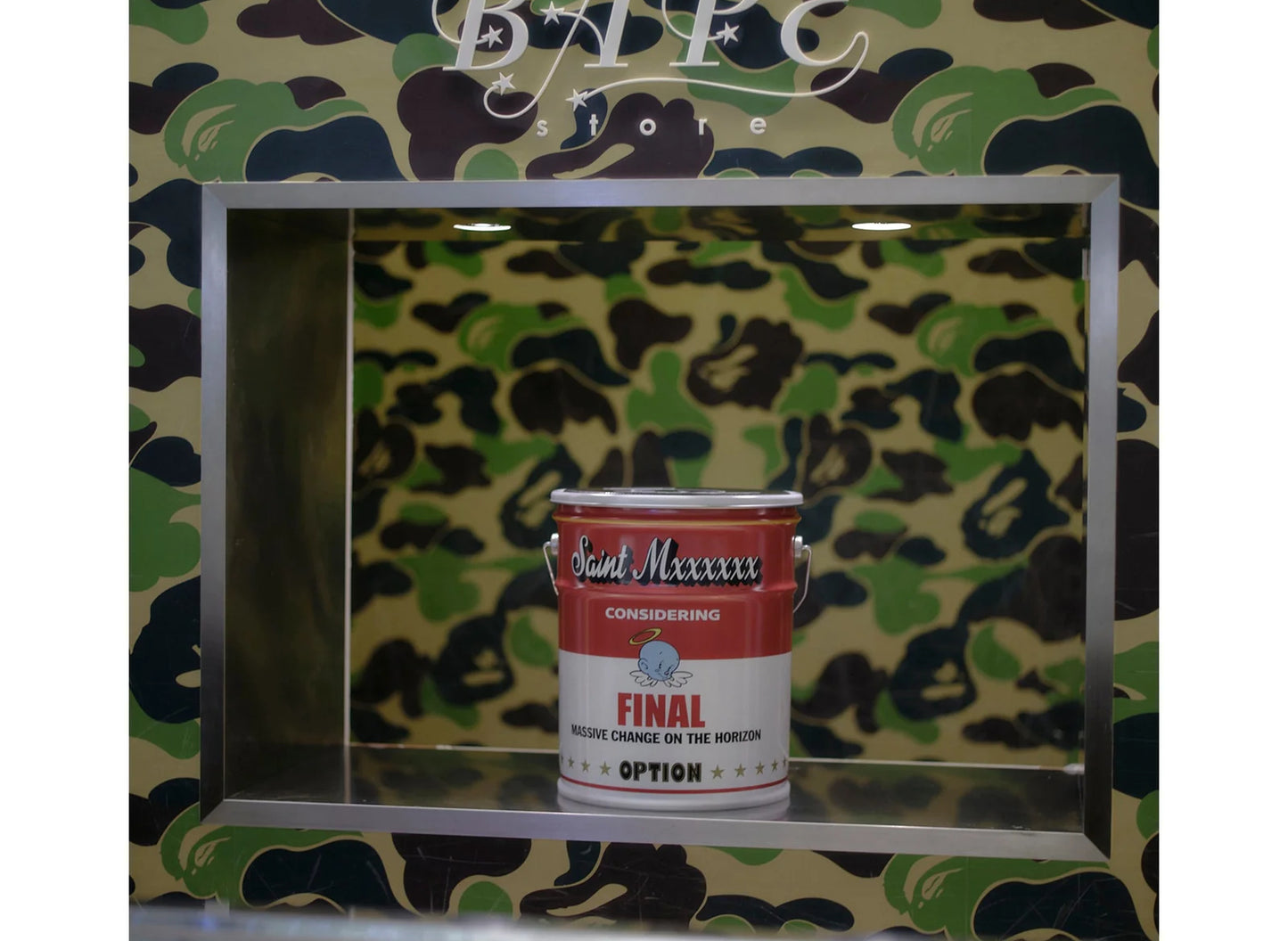 Saint Michael x BAPE 'Can Stool' in White / Red