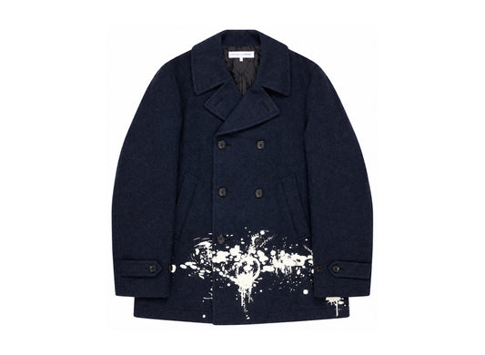 Comme des Garçons SHIRT Paint Splatter Coat in Navy — product photo 1