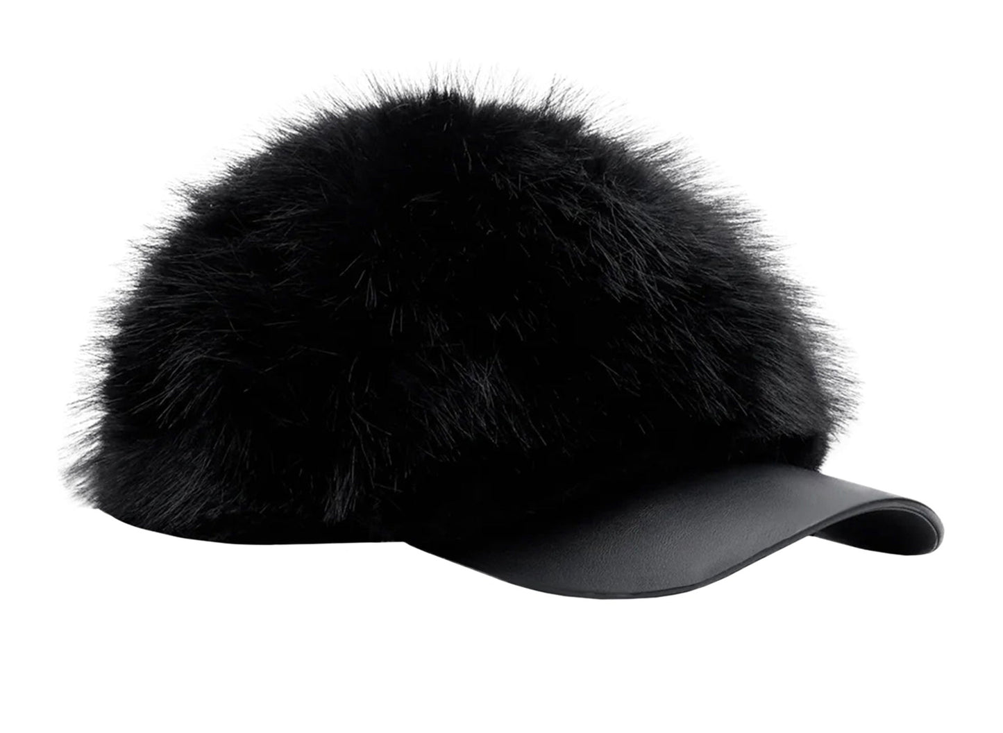 Comme des Garçons SHIRT Faux Fur Baseball Cap in Black — product photo 3