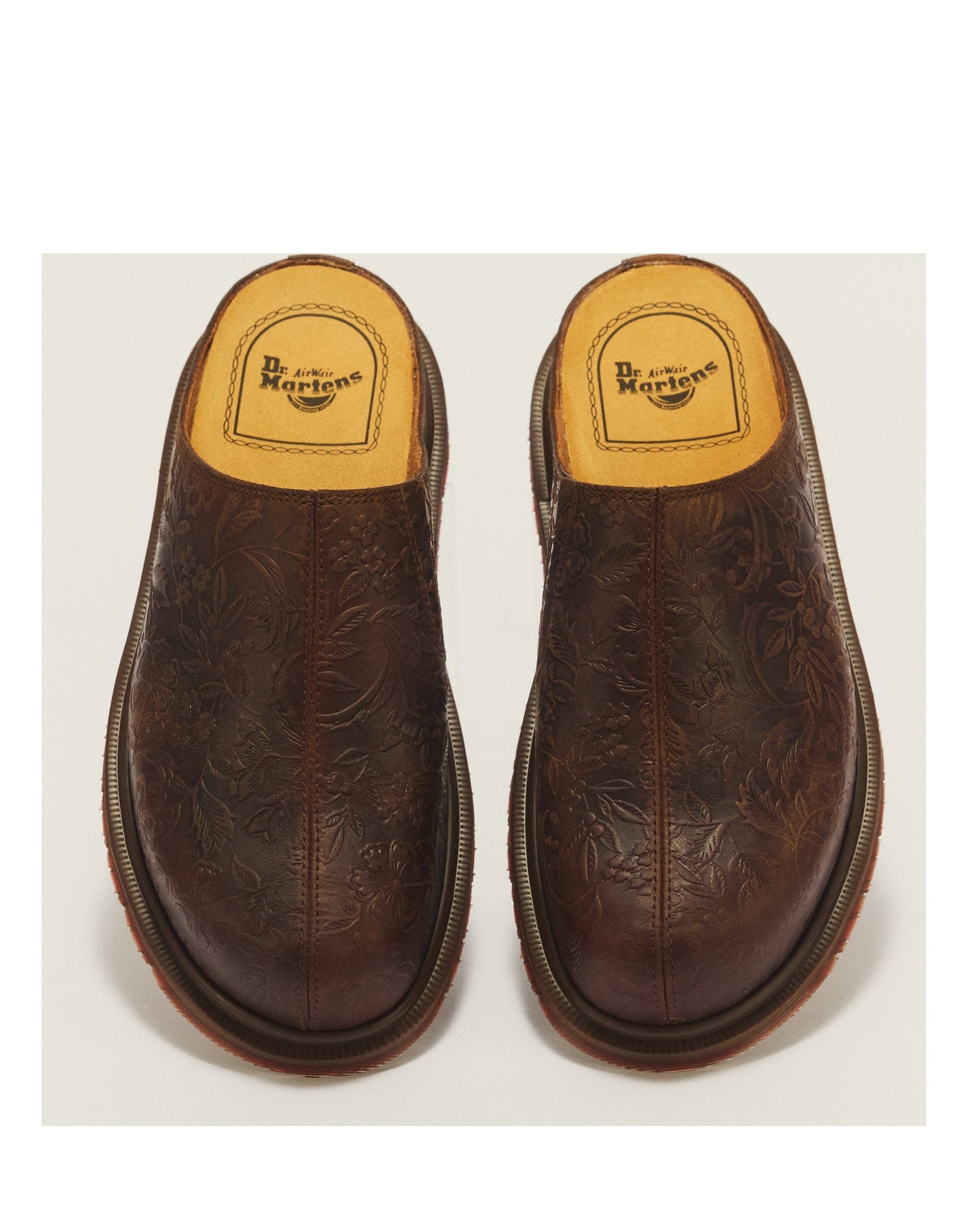 Dr. Martens San Floral Emboss Crazy Horse Leather Mules top view