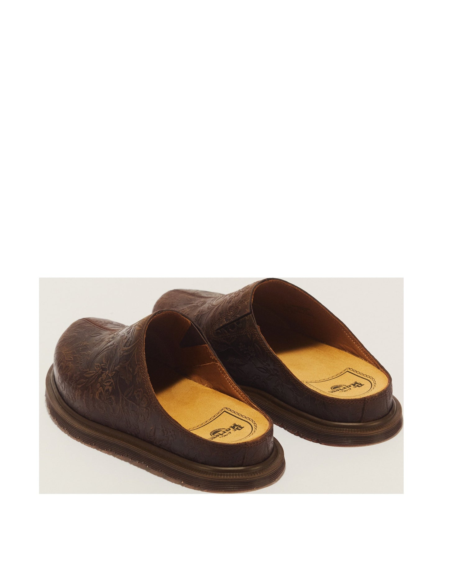Dr. Martens San Floral Emboss Crazy Horse Leather Mules rear view