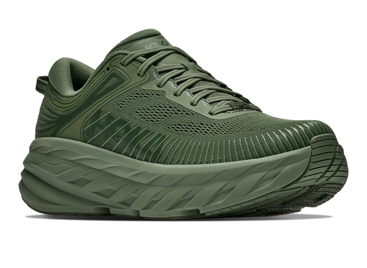 Hoka Bondi 7 in Nettle Leaf – rear three-quarter view
