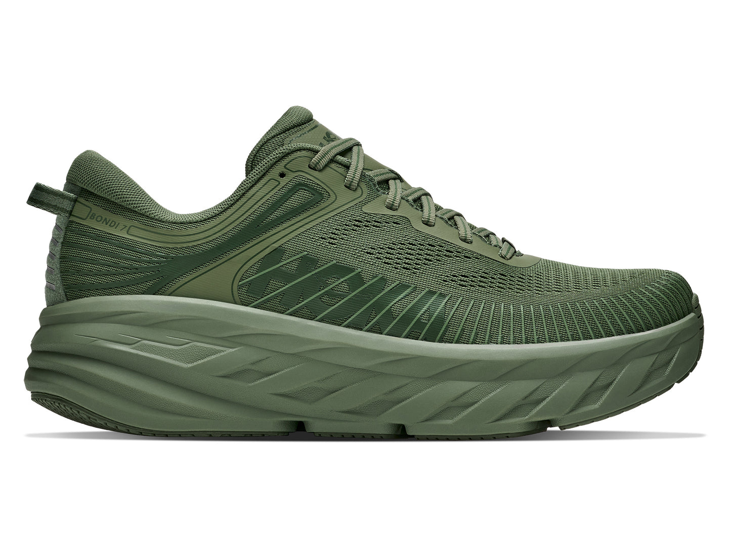 Hoka Bondi 7 in Nettle Leaf – side view